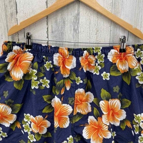 Sand & Sun Swim‎ Trunks Mens 2XL 44-46 Blue Floral Hawaiian Mesh Lined Pockets - Picture 2 of 7